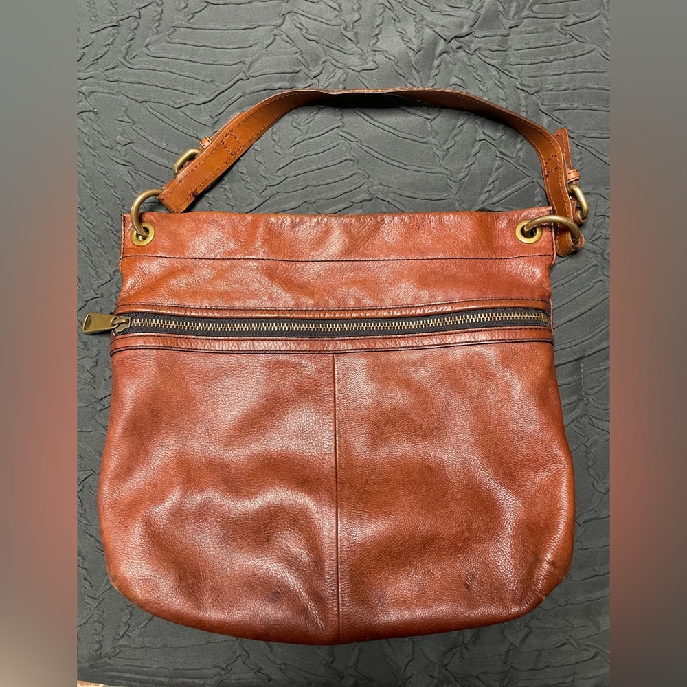 Fossil Hobo Brown Leather Shoulder / Crossover Bag